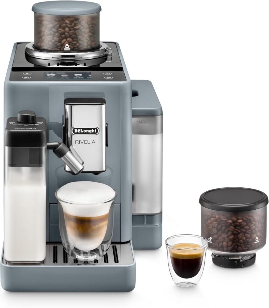 De’Longhi Rivelia Automatic Espresso Machine – 18 One-Touch Recipes with Dual Bean Hoppers