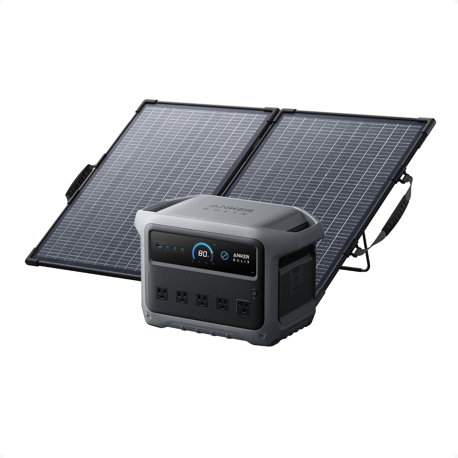 Anker SOLIX C1000 Gen 2 Portable Power Station with 100W Solar Panel – 1024Wh LiFePO4 with 2000W Output – A1763