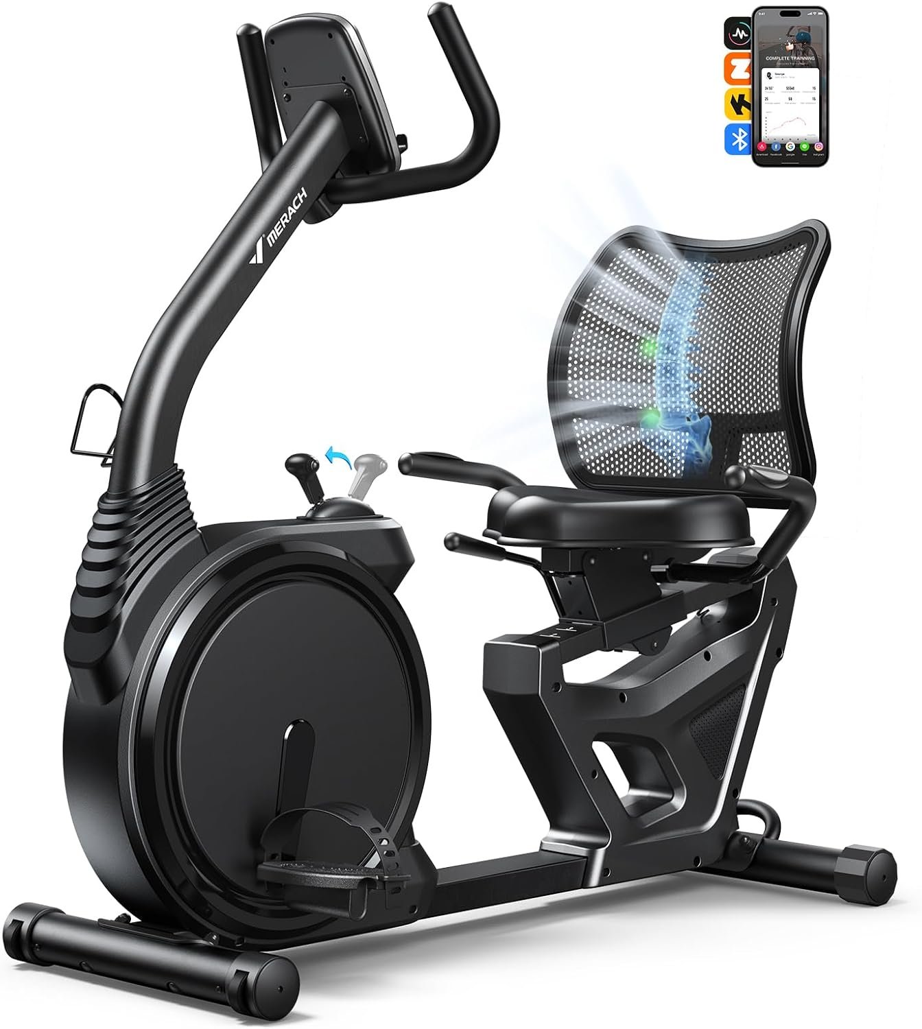 MERACH Recumbent Exercise Bike with Magnetic Resistance & App Connectivity - Image 9