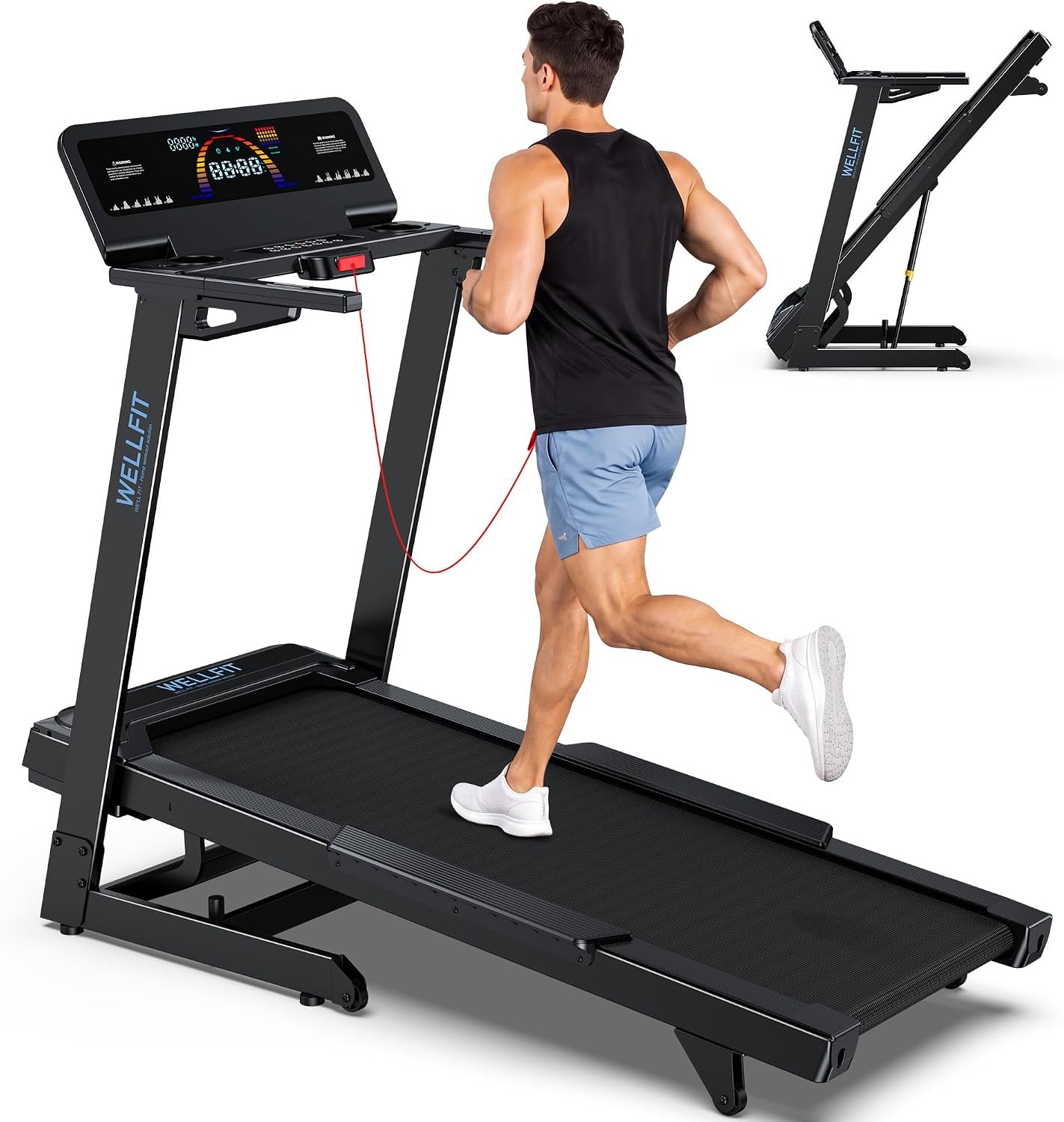 WELLFIT Treadmill with 15% Auto Incline – 5.0HP Motor & 500 lb Capacity – TM029FOLD