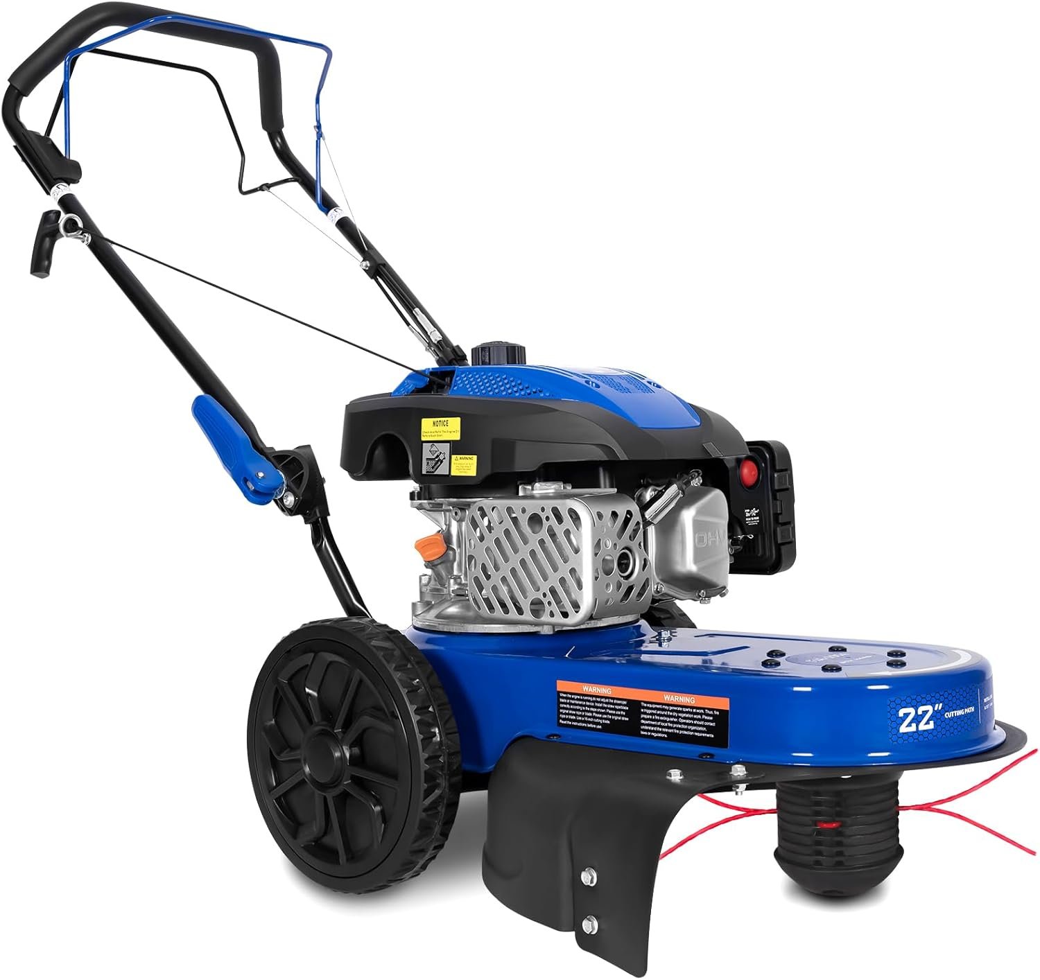 BILT HARD 22″ Walk Behind String Trimmer with 170cc Engine & 14″ Flat Free Wheels – Garden