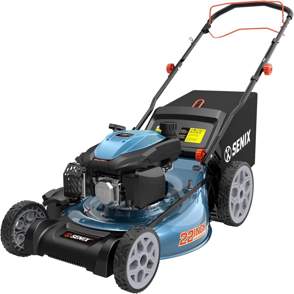SENIX 22" Self-Propelled Gas Lawn Mower with 201cc Engine & 3-in-1 Cutting - G-H-FIVE