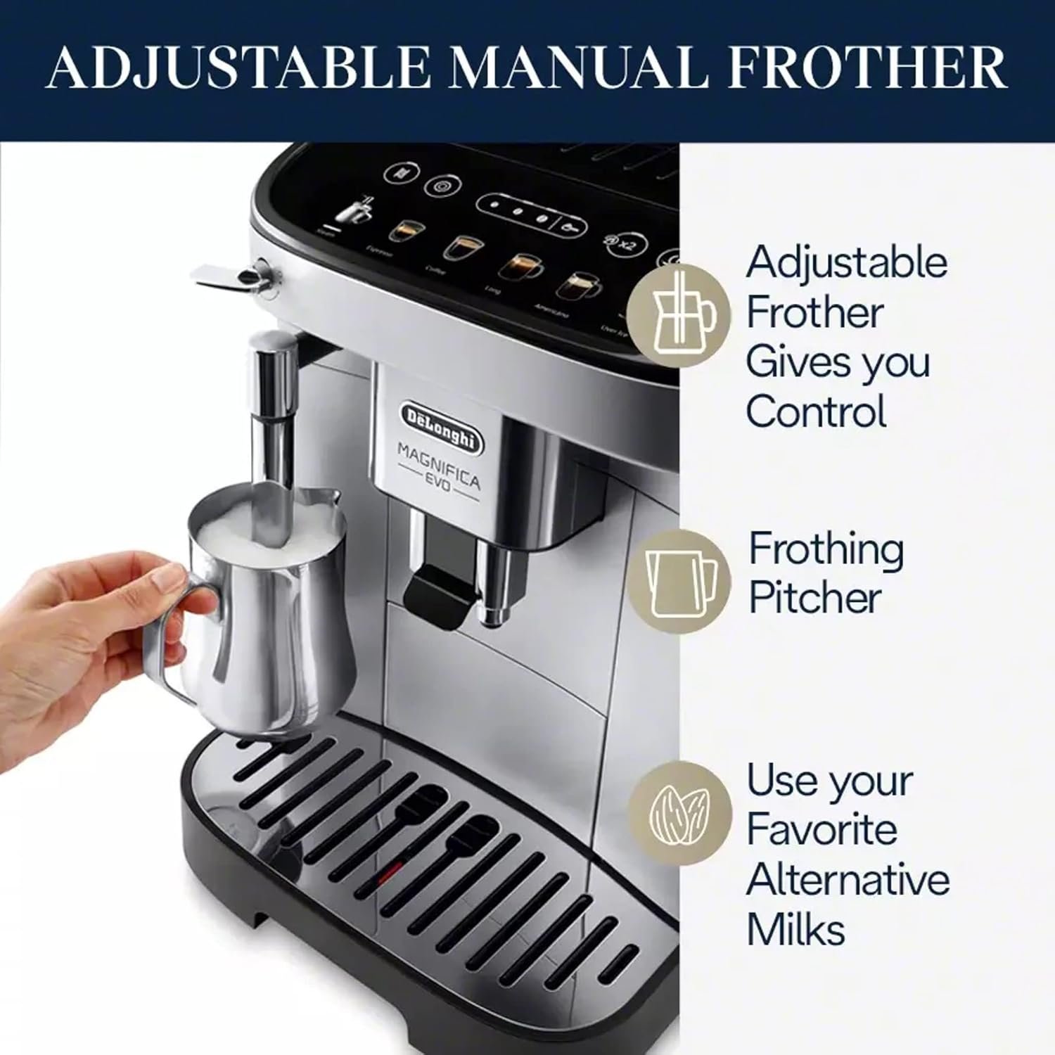 De’Longhi Magnifica Evo Espresso Machine with Manual Milk Frother – ECAM29043SB - Image 4