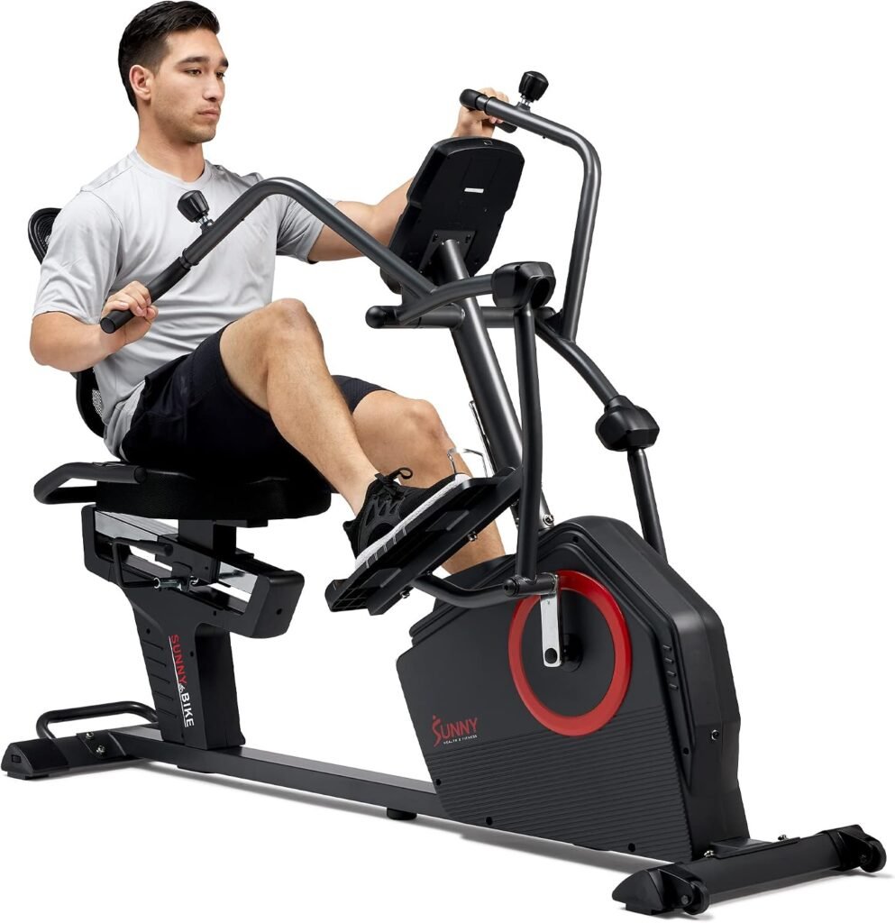 Sunny Health & Fitness Recumbent Cross Trainer with 16 Resistance Levels & SunnyFit App – SF-RBE4886SMART