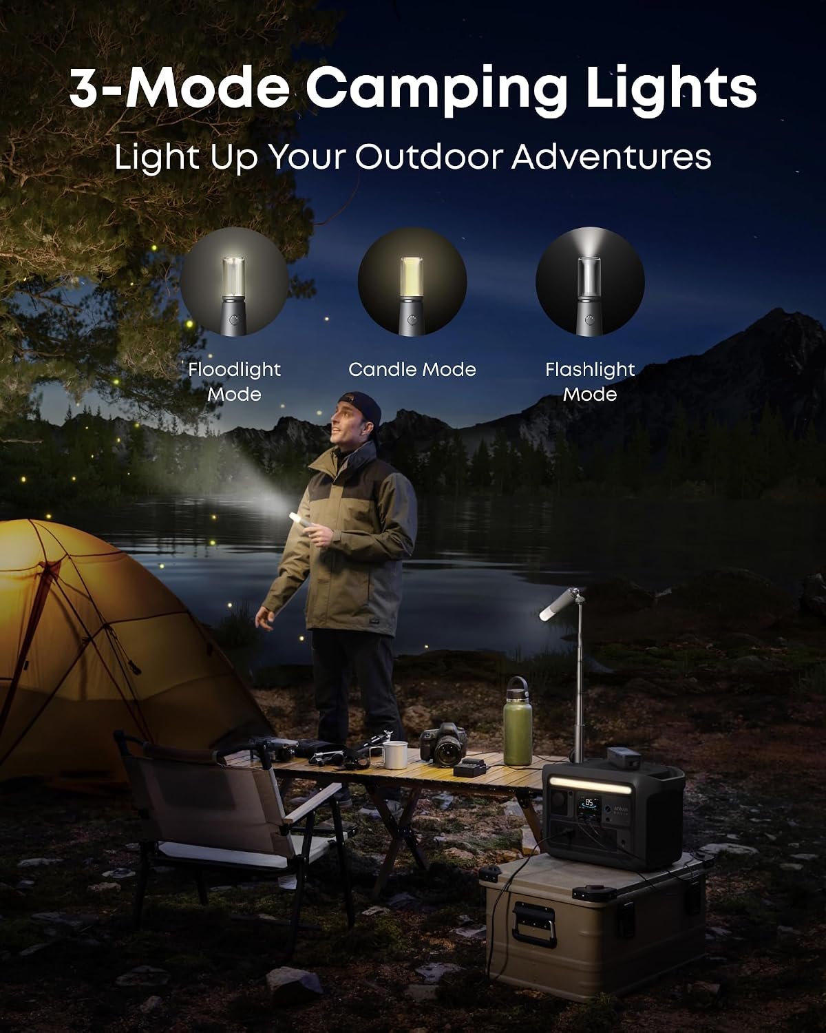 Anker SOLIX C800X Portable Power Station + 100W Solar Panel – 768Wh LiFePO4 with 1200W Output & Camping Lights – A1755 - Image 3