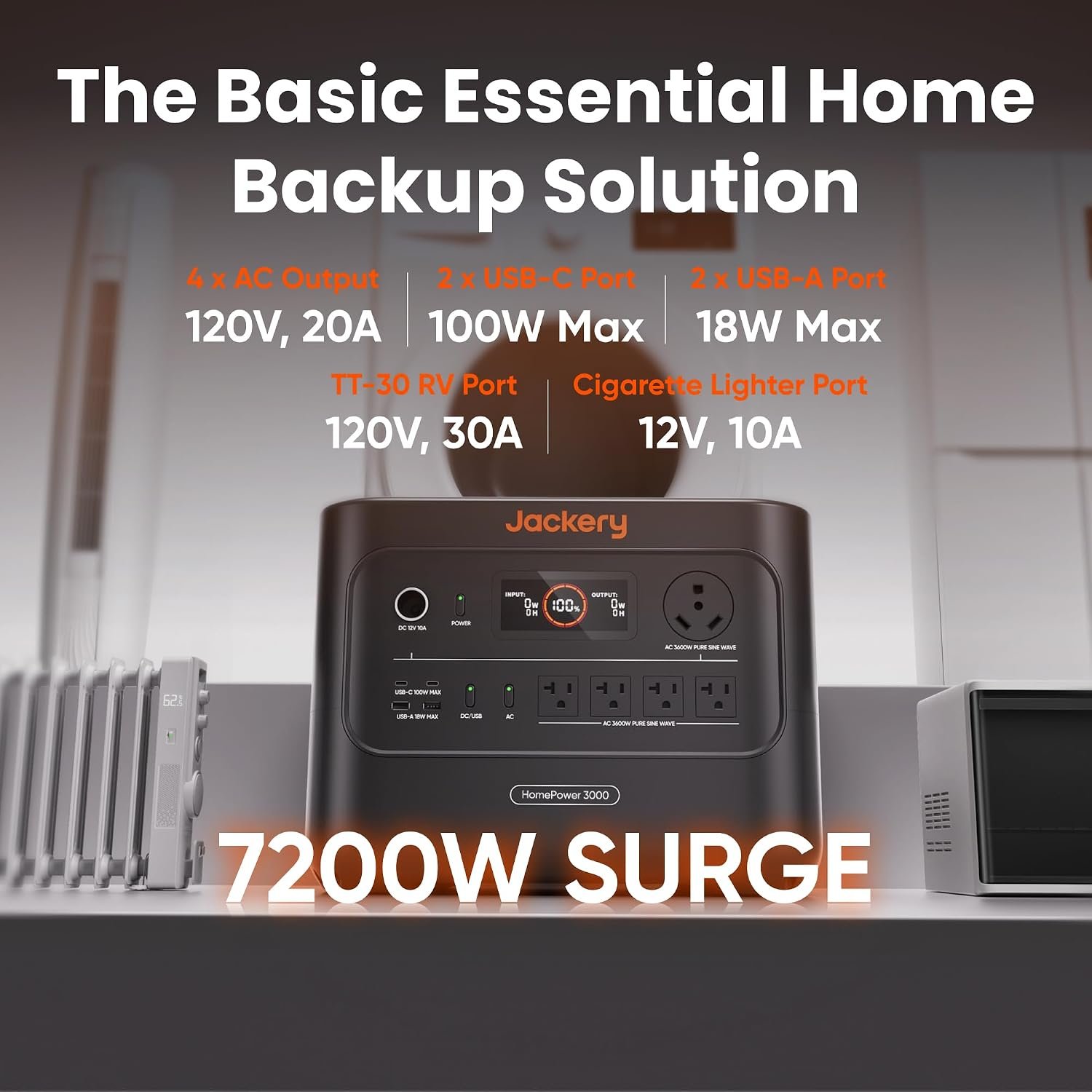 Jackery HomePower 3000 Portable Power Station – 3,072Wh LiFePO4 with 3,600W AC Output & ≤20ms UPS – JHP-3000C - Image 7