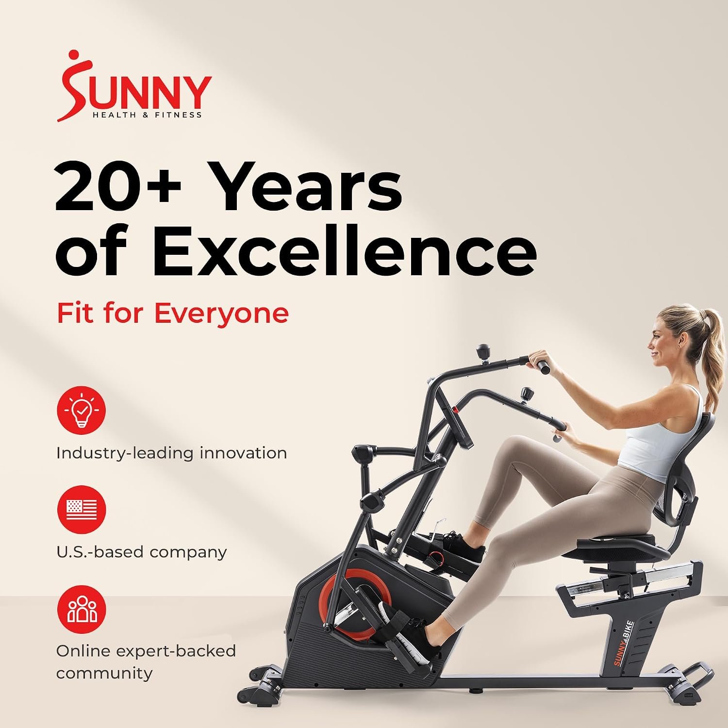 Sunny Health & Fitness Recumbent Cross Trainer with 16 Resistance Levels & SunnyFit App – SF-RBE4886SMART - Image 8
