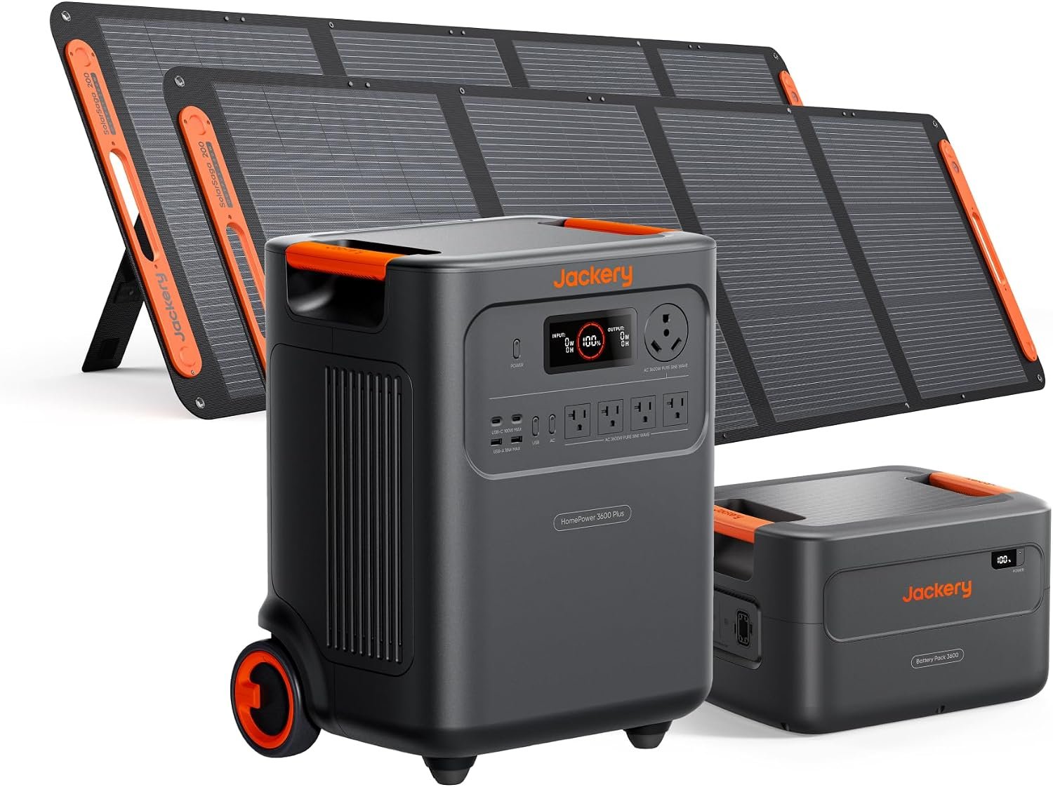 Jackery HomePower 3600 Plus Solar Generator – 7,168Wh LiFePO4 with 3,600W Output, Extra Battery & 2x200W Solar Panels – JHP-3600A