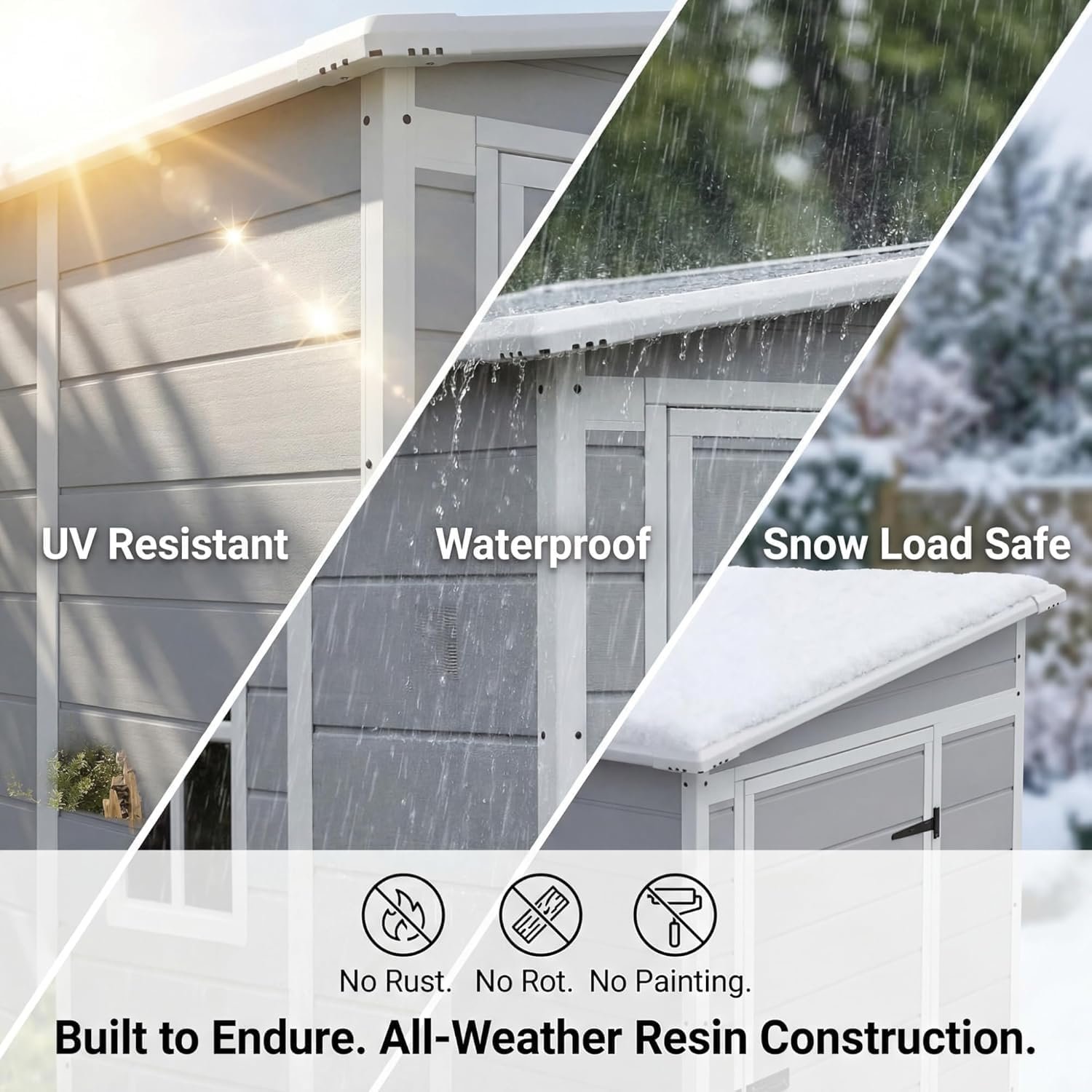 Devoko 5×4 FT Outdoor Storage Shed – Plastic Shed with Floor, Lockable Door & Window for Garden Tools & Pool Supplies - Image 4