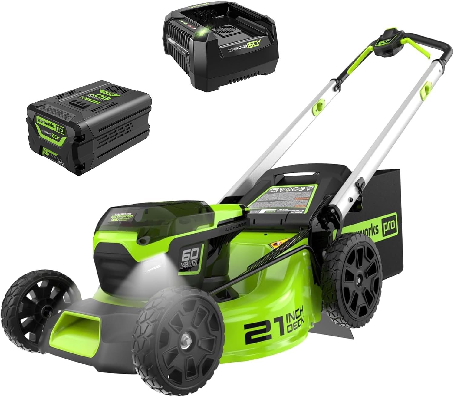 Greenworks 60V 21″ Push Lawn Mower with 5.0Ah Battery & Charger – MO60L516