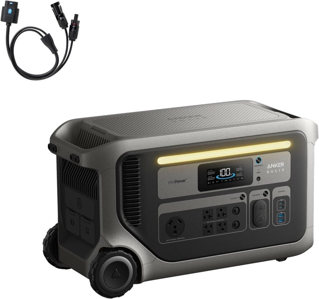 Anker SOLIX F3000 Portable Power Station – 3,072Wh LiFePO4 with 3,600W Output & 120V Generator Pass-Through – A1782