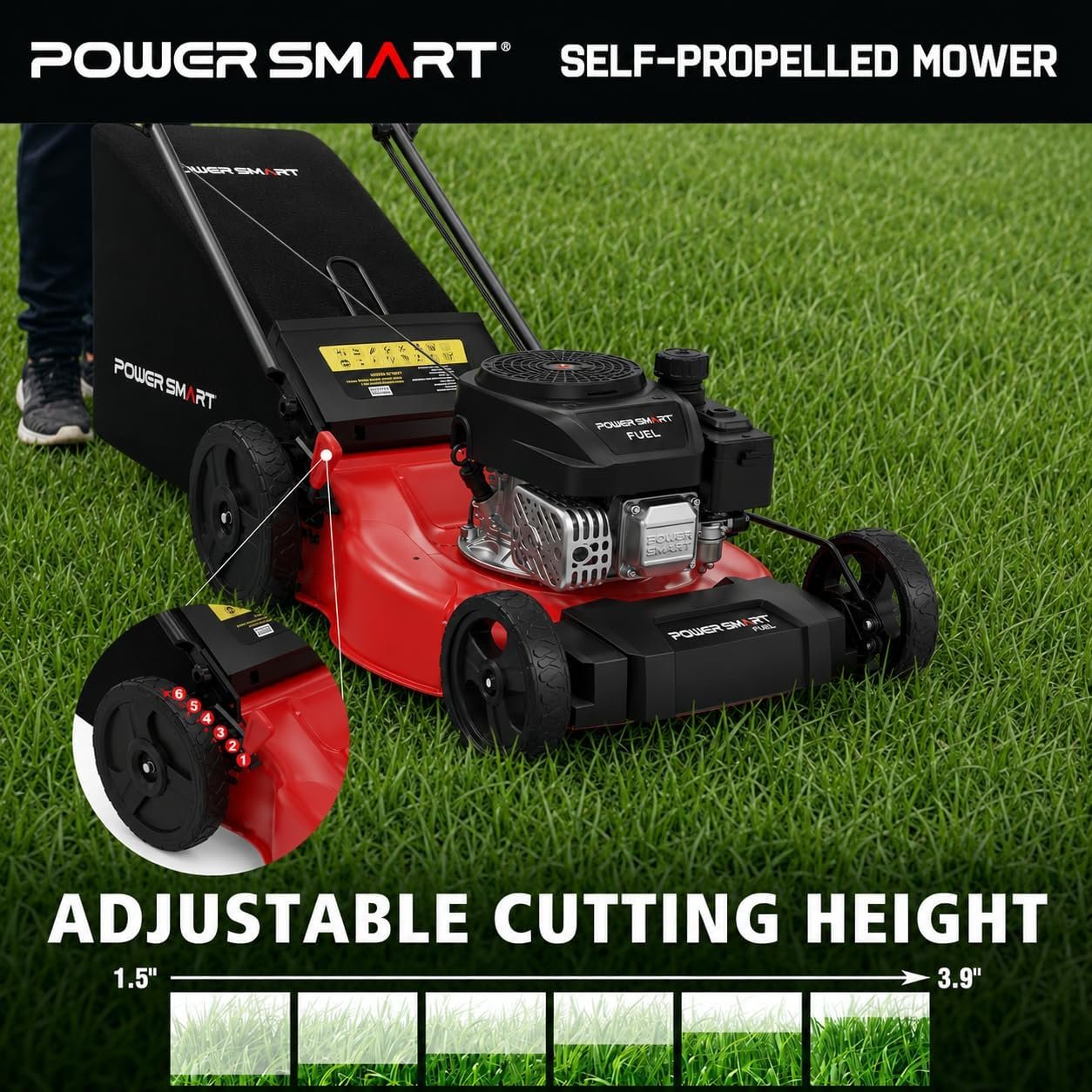 PowerSmart 21″ Gas Self-Propelled Lawn Mower with 170cc Engine & 3-in-1 Cutting – V8721S1-2 - Image 6