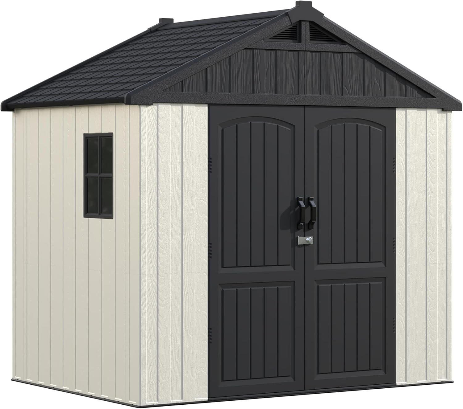Greesum 8×6 FT Outdoor Storage Shed – Plastic Resin Shed with Floor, Window & Lockable Door for Garden Tools & Bikes - Image 8