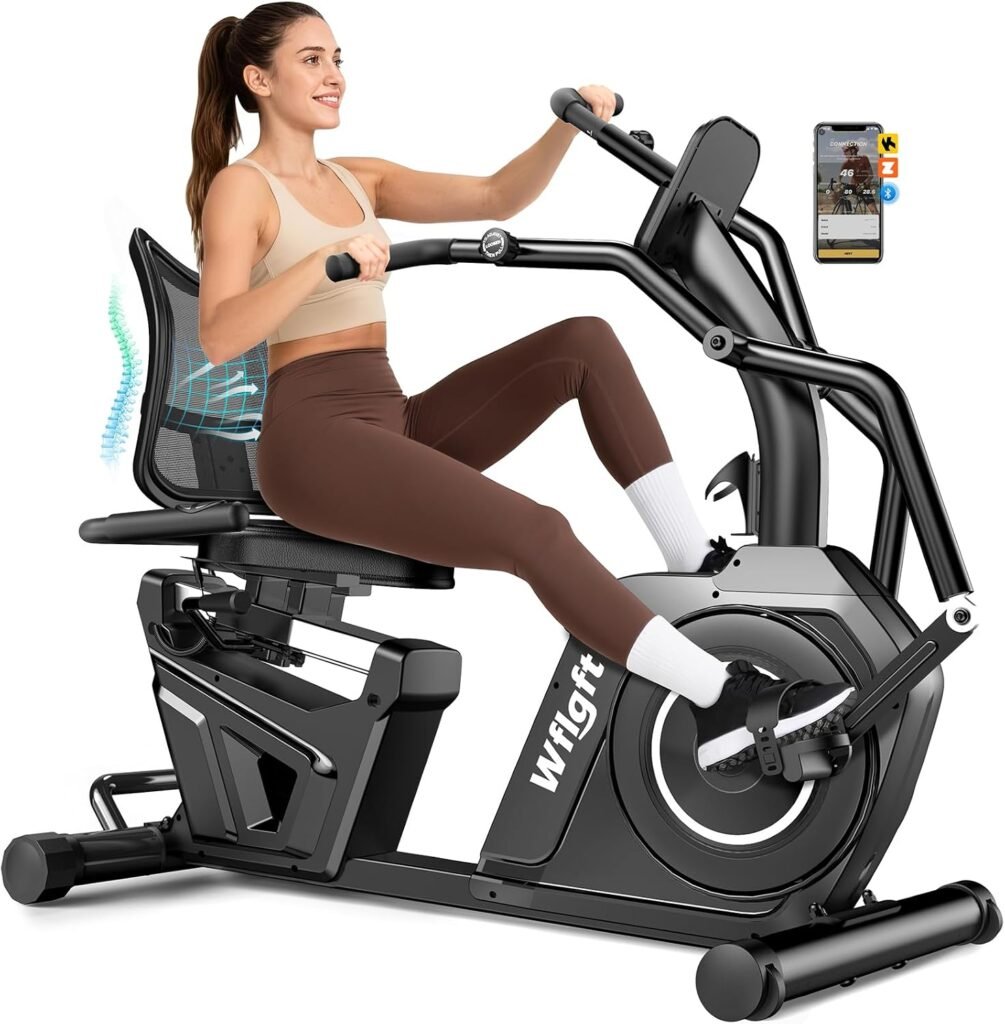 LFEYYD W215 Recumbent Exercise Bike with 16 Resistance Levels & 450 lb Capacity – W215