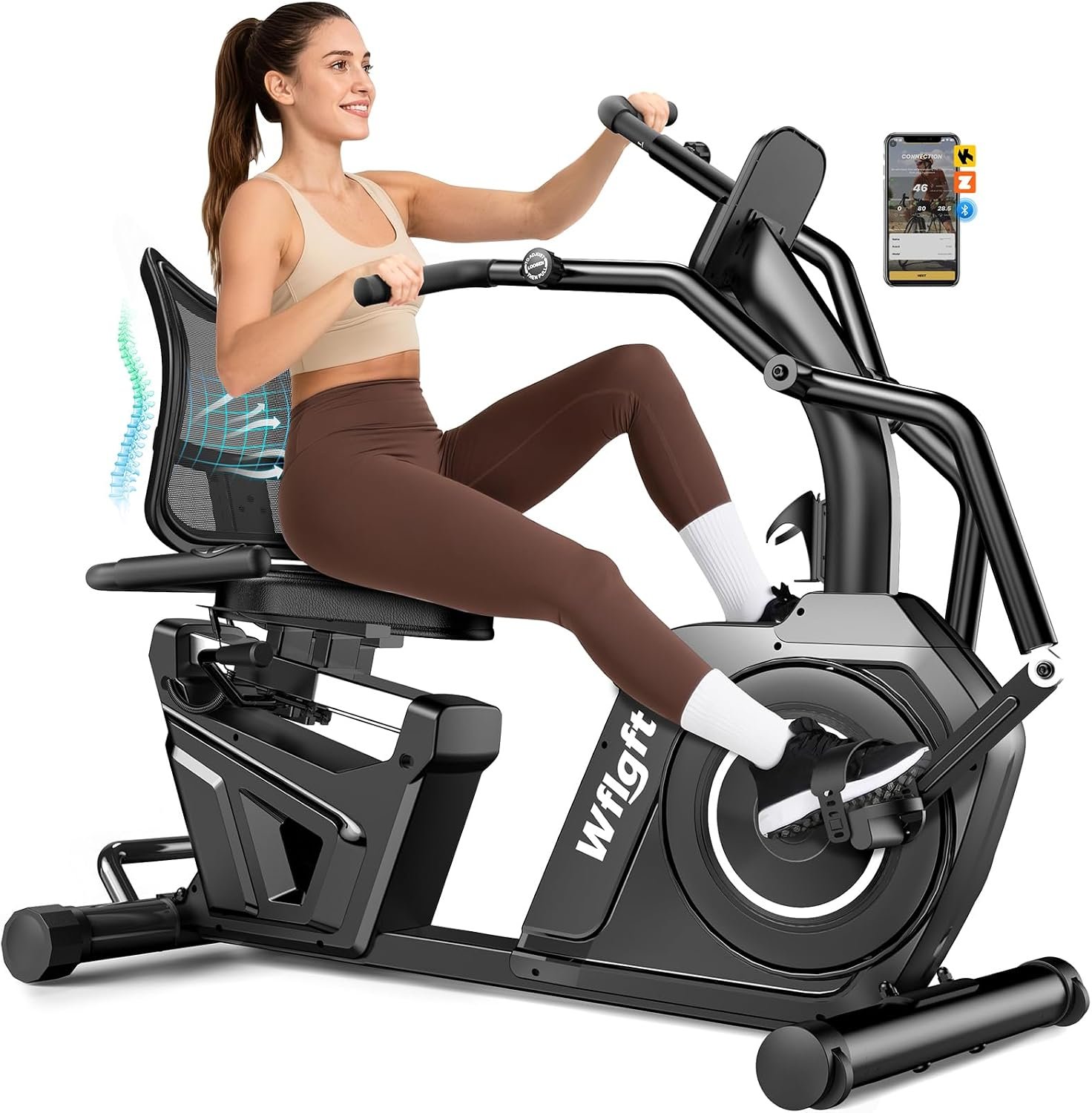 LFEYYD W215 Recumbent Exercise Bike with 16 Resistance Levels & 450 lb Capacity – W215