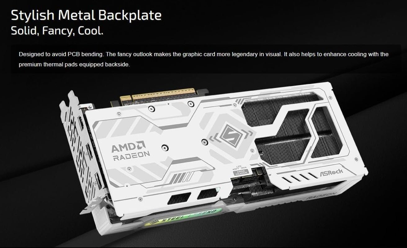 ASRock Radeon RX 9060 XT Steel Legend 16GB GDDR6 OC Graphics Card – 3275 MHz Boost with Triple Fan 0dB Cooling & Polychrome SYNC RGB – RX9060XT SL 16GO - Image 6