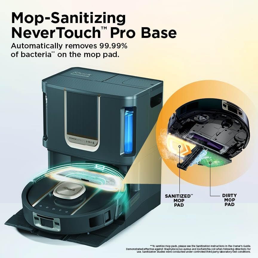 Shark PowerDetect ThermaCharged NeverTouch Pro Robot Vacuum & Mop – Heated Mop Cleaning Base with 185°F Wash & 175°F Dry – RV2920XE (Black) - Image 2
