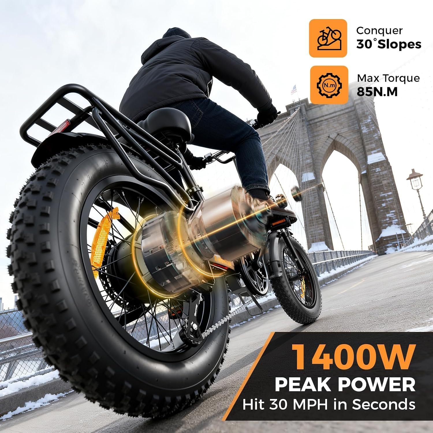 Jasion X-Hunter Folding Electric Bike – 1400W Peak Motor with 48V 13Ah Battery & 70 Mile Range – X-Hunter - Image 2
