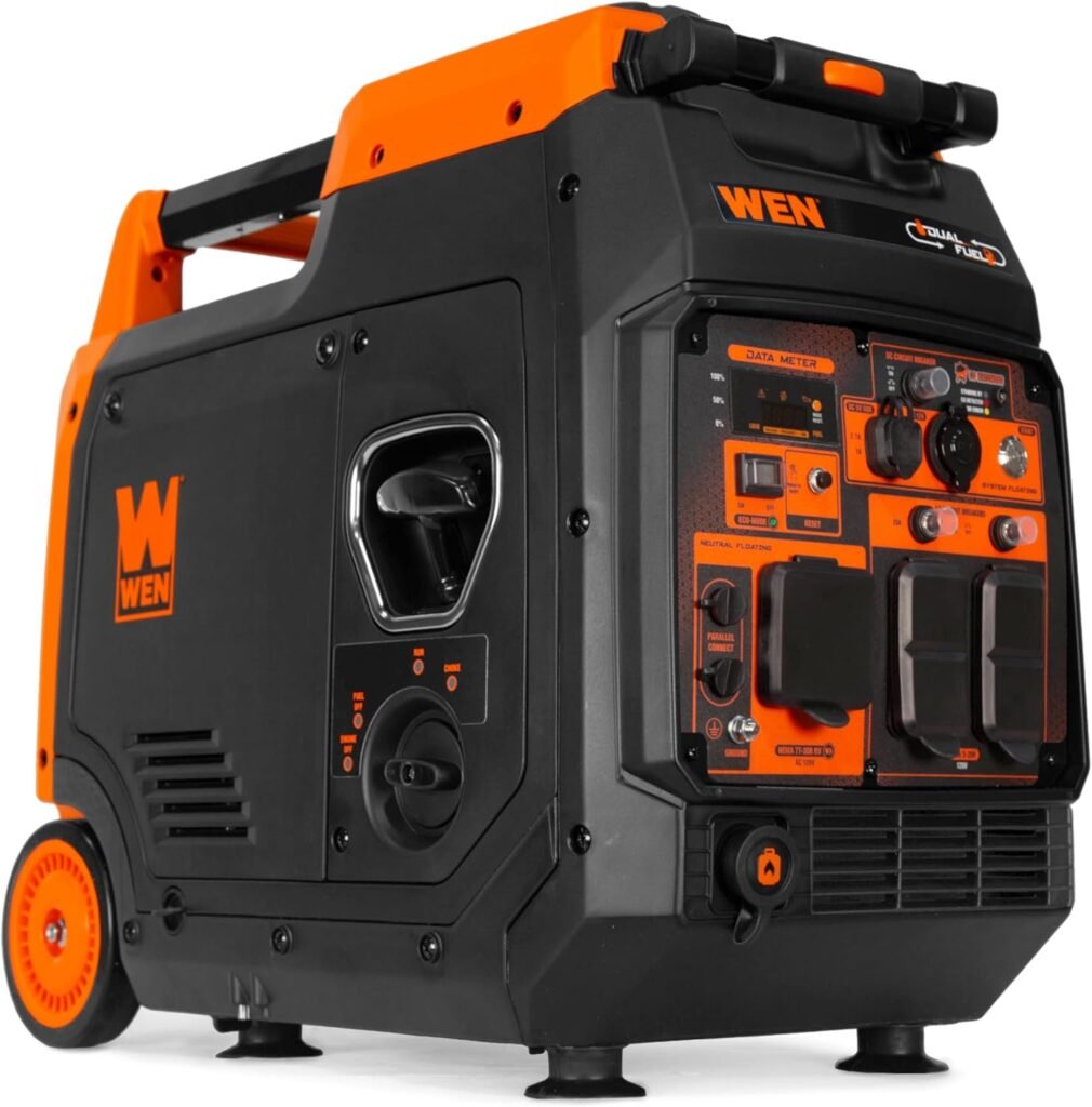 WEN DF480iX Dual Fuel Inverter Generator – 4,800W Gas/4,320W Propane with Electric Start & CO Watchdog – DF480iX