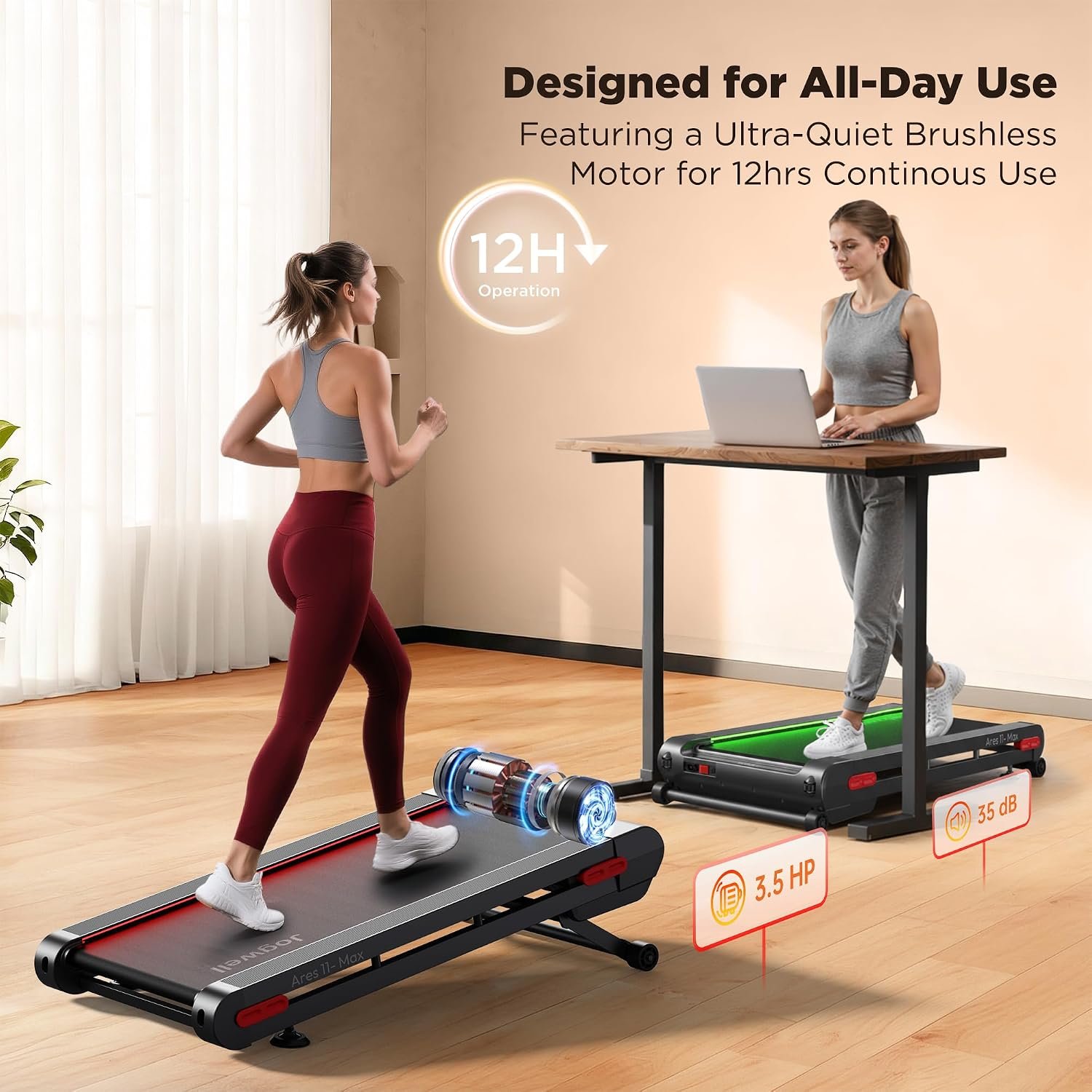 JOGWELL Ares 11 Walking Pad with 20% Auto Incline – 3.5HP Motor & 400 lb Capacity – Ares 11 - Image 6