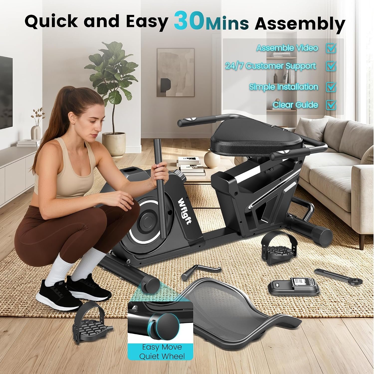 LFEYYD W215 Recumbent Exercise Bike with 16 Resistance Levels & 450 lb Capacity – W215 - Image 8