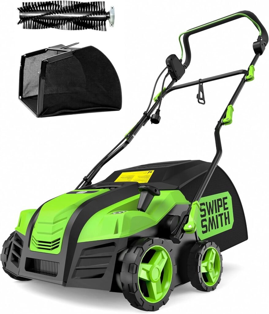 SWIPESMITH 16″ Artificial Turf Sweeper with 1800W Motor & 12 Gal Collection Bag – SI-GH002