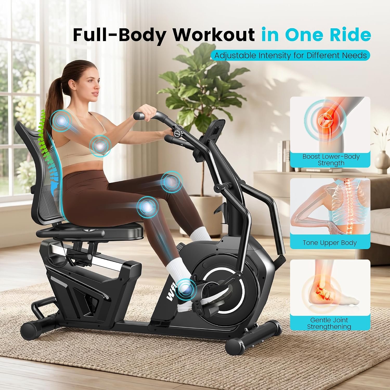 LFEYYD W215 Recumbent Exercise Bike with 16 Resistance Levels & 450 lb Capacity – W215 - Image 2