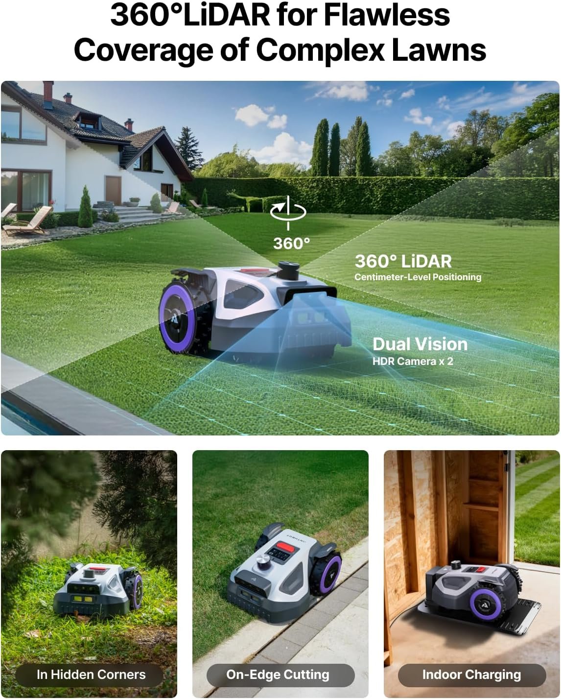 ANTHBOT M5 LIDAR Robot Lawn Mower – 360° LiDAR + Dual Vision for 1/8 Acre – M5 LIDAR - Image 2