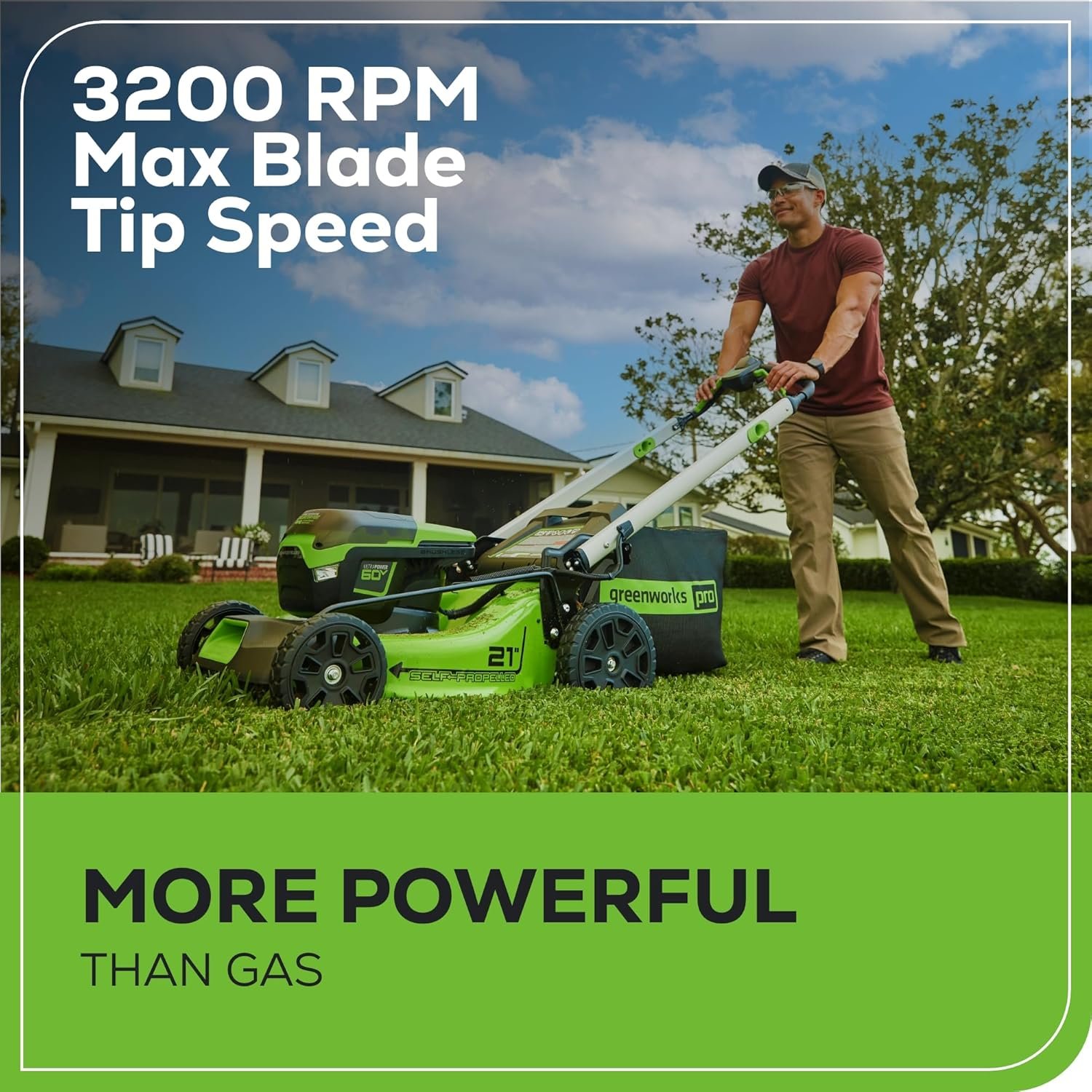 Greenworks 60V 21″ Self-Propelled Lawn Mower with (2) 4.0Ah Batteries – MO60L424 - Image 4