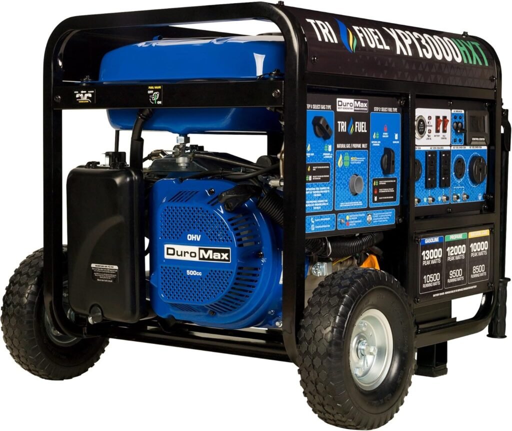 DuroMax XP13000HXT Tri-Fuel Portable Generator – 13000 Peak Watts with CO Alert & Remote Start – XP13000HXT