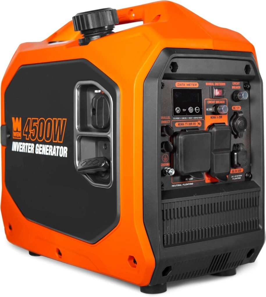 WEN 56432i Inverter Generator – 4,500W Surge/3,600W Running with Fuel Shutoff & RV Outlet – 56432i