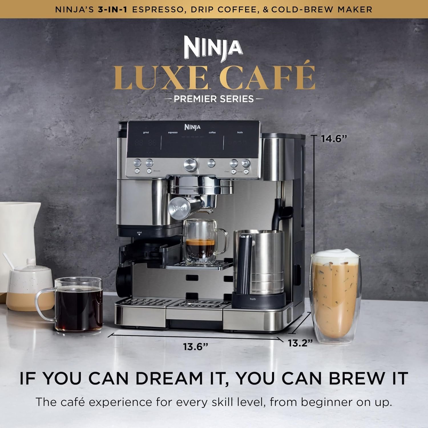 Ninja Luxe Café Premier Series – 3-in-1 Espresso Machine with Barista Assist Technology - Image 2