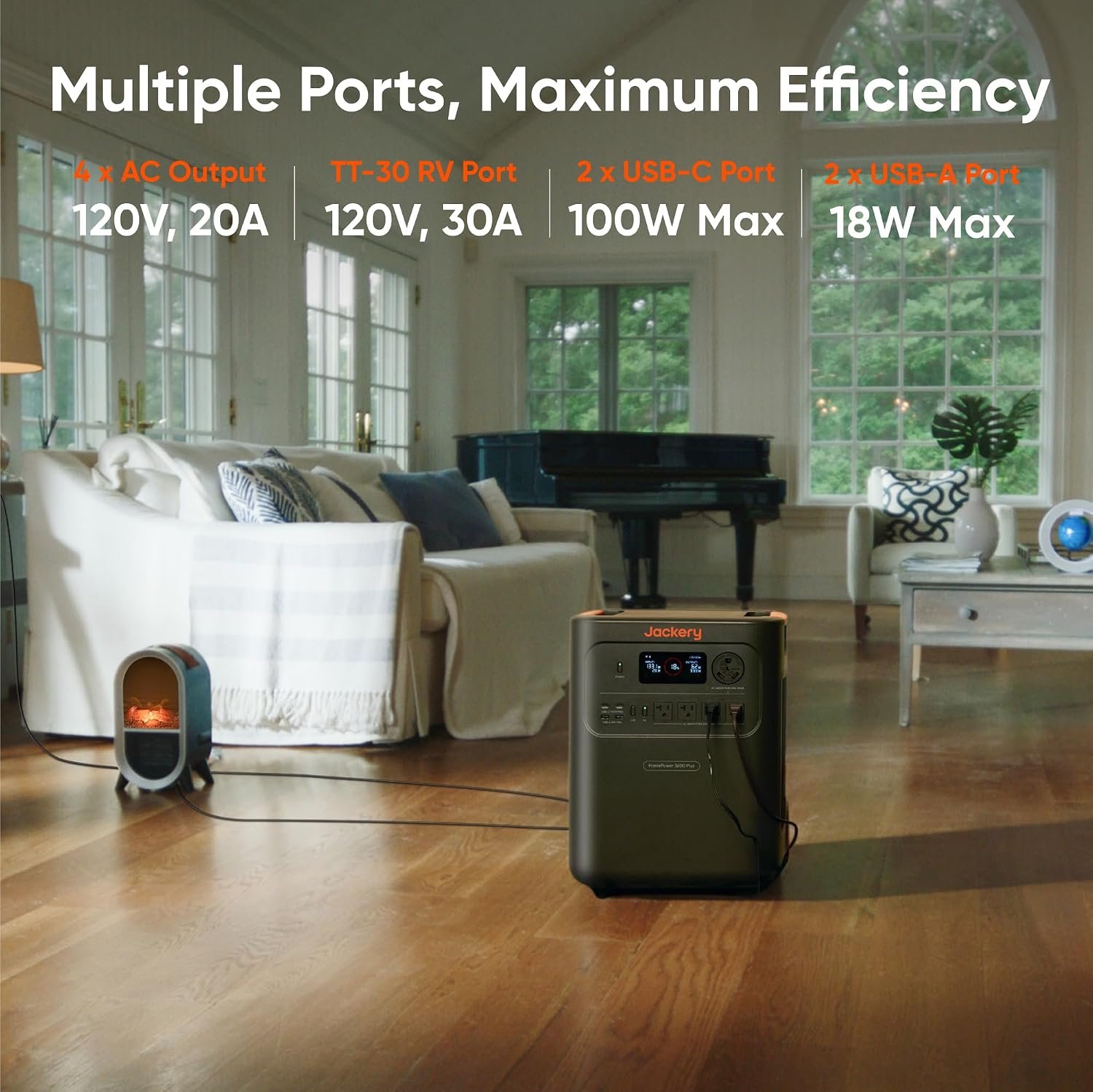Jackery HomePower 3600 Plus Portable Power Station – 3,584Wh LiFePO4 Expandable to 21kWh with 3,600W AC Output – JHP-3600A - Image 7