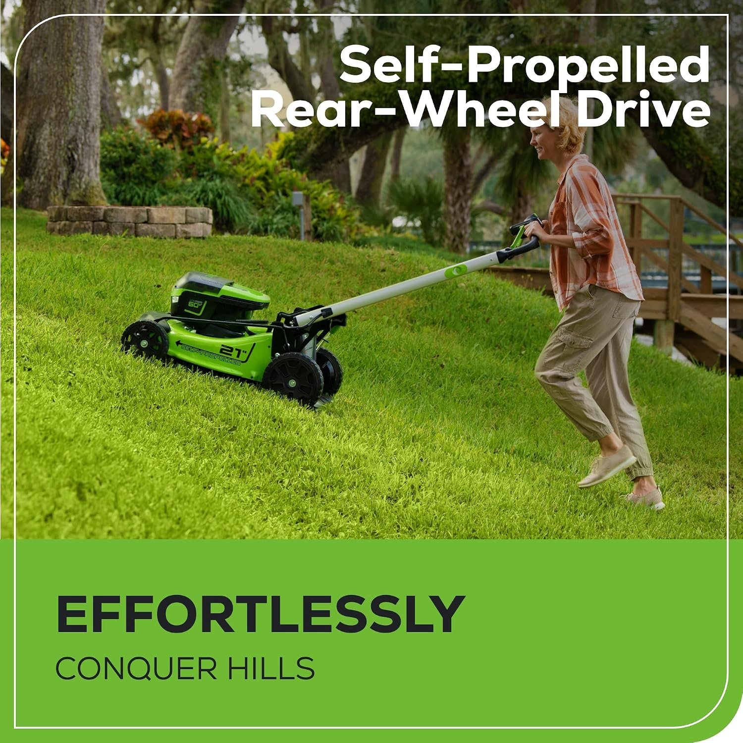 Greenworks 60V 21″ Self-Propelled Lawn Mower with (2) 4.0Ah Batteries – MO60L424 - Image 5