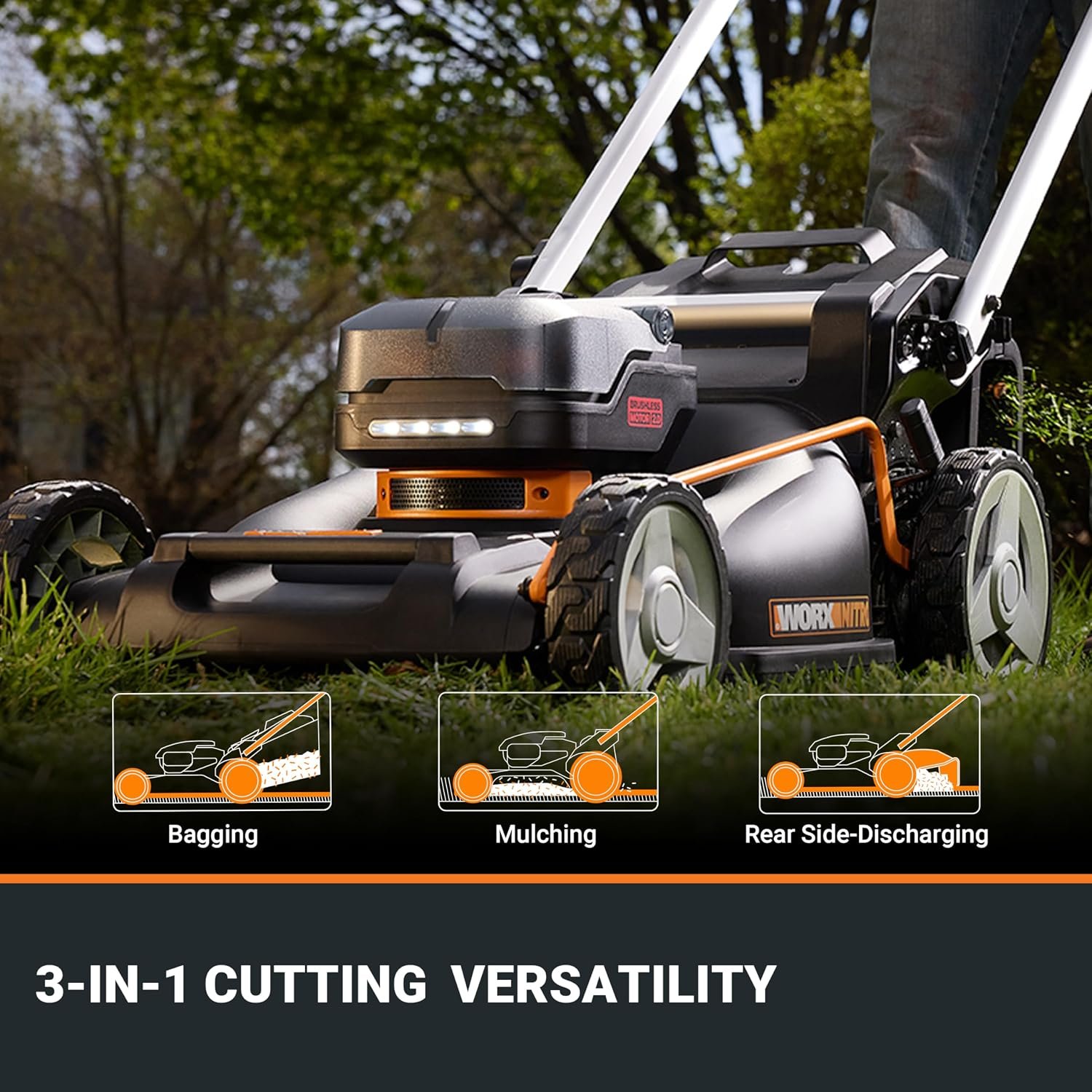 WORX 40V 21″ Self-Propelled Cordless Lawn Mower with (2) 5.0Ah Batteries – WG760 - Image 4