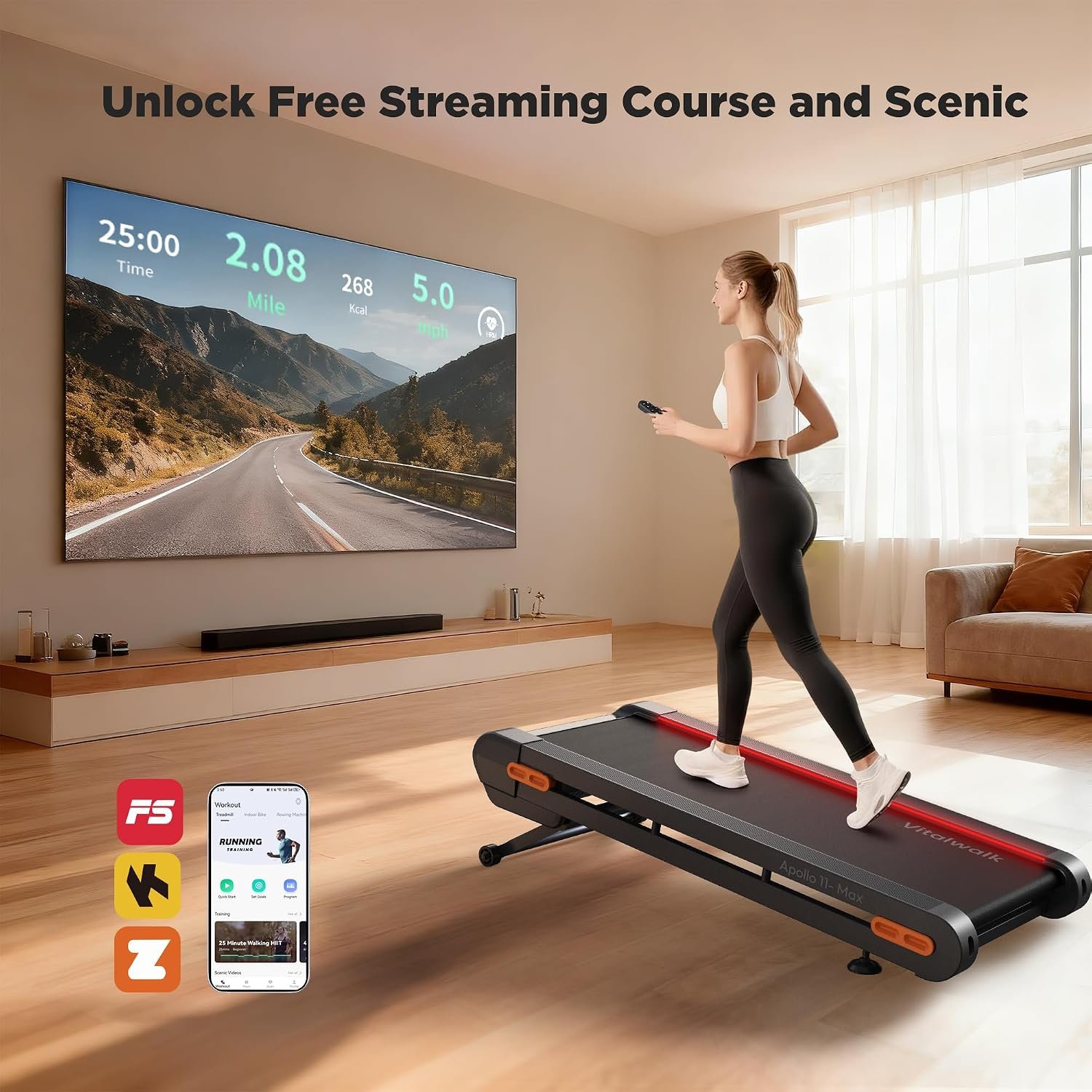 VITALWALK Apollo 11 Max Walking Pad – 20% Auto Incline with 400 lb Capacity & Full Deck Design – Apollo 11 Max - Image 7