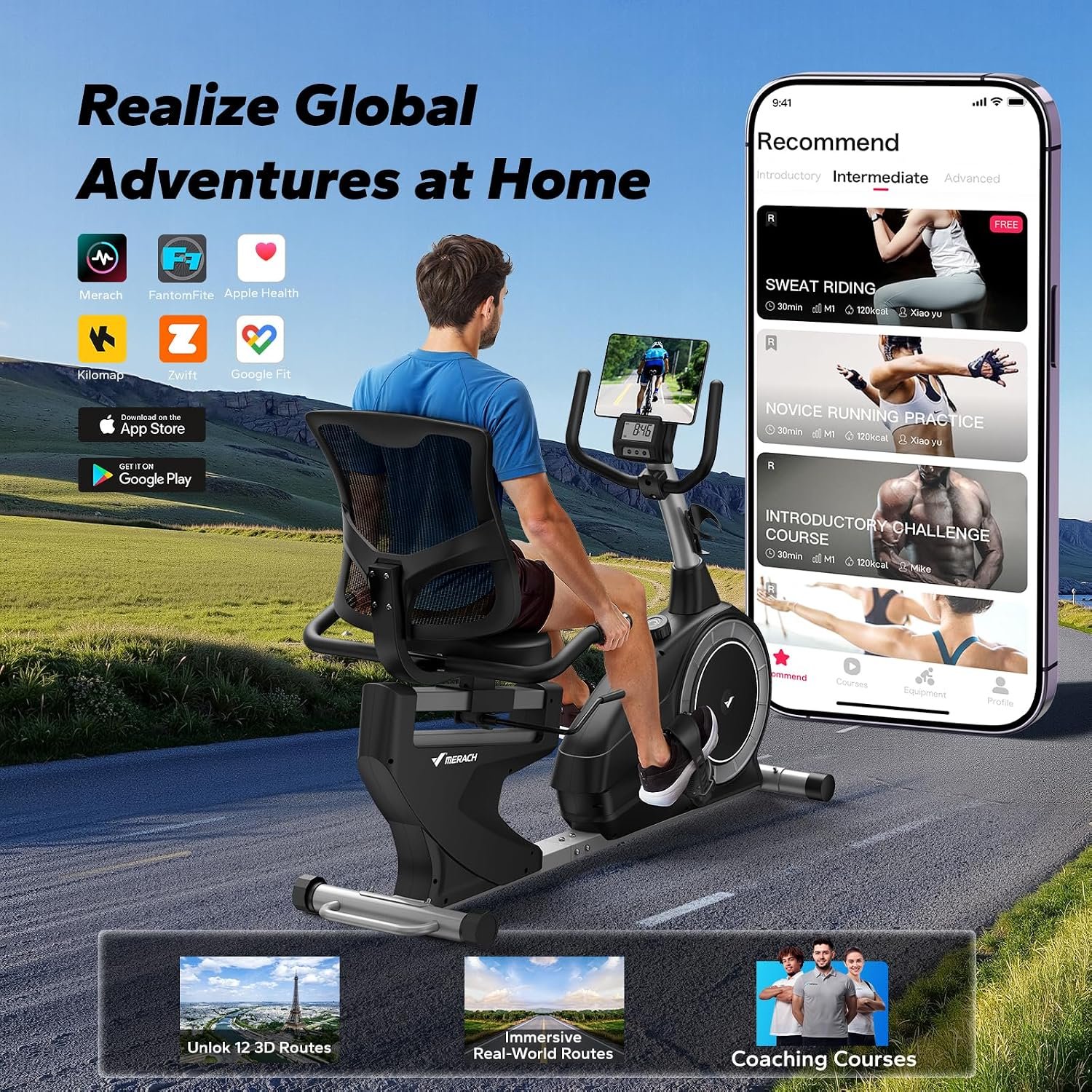 MERACH Recumbent Exercise Bike with Magnetic Resistance & App Connectivity - Image 4