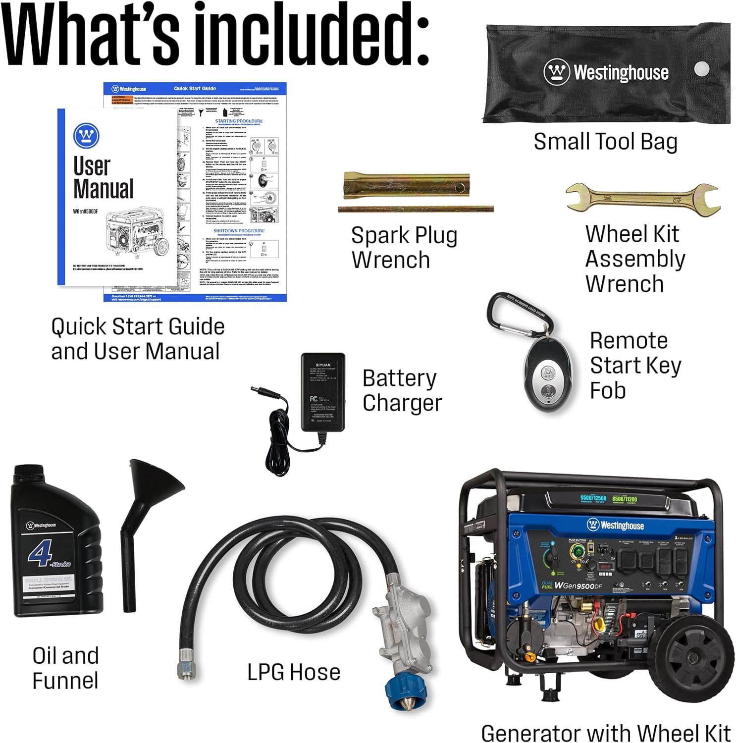 Westinghouse WGen9500DF Dual Fuel Portable Generator – 12,500W Gas/11,200W Propane with Remote Start – WGen9500DF - Image 6