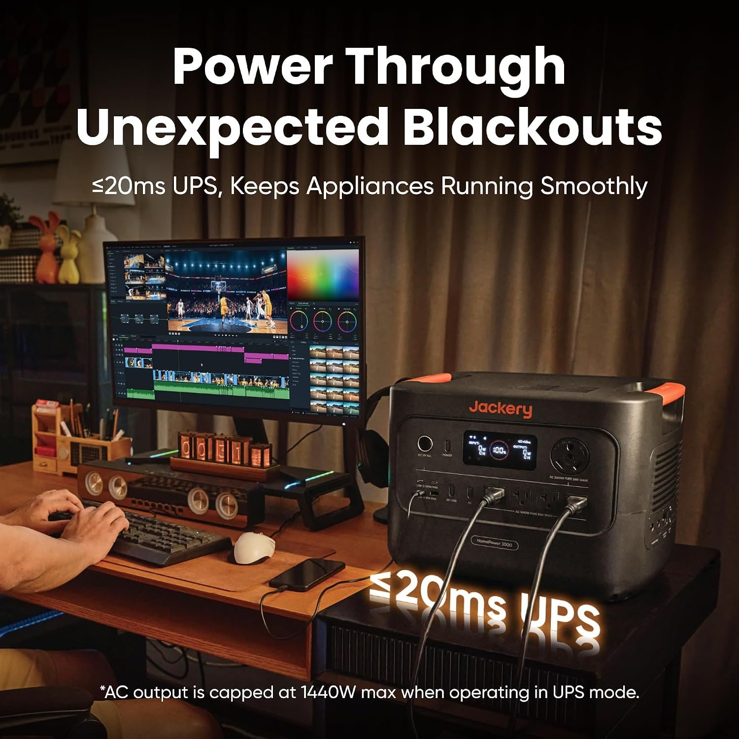 Jackery HomePower 3000 Portable Power Station – 3,072Wh LiFePO4 with 3,600W AC Output & ≤20ms UPS – JHP-3000C - Image 4