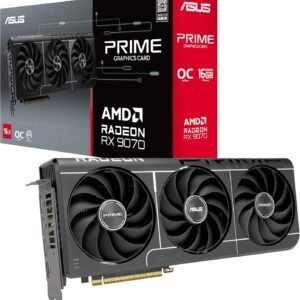 ASUS Prime Radeon RX 9070 EVO OC Edition Graphics Card – 16GB GDDR6 with Axial-Tech Fans & Dual BIOS – PRIME-RX9070-O16G-EVO
