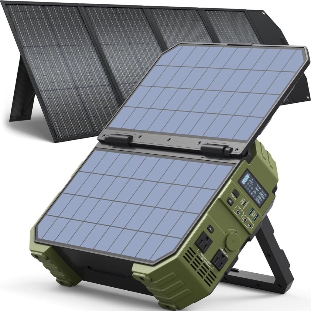 BROWEY S1600 Portable Power Station – 1024Wh LiFePO4 with 1600W Output & Built-in 40W Solar Panel + 120W Solar Panel – S1600