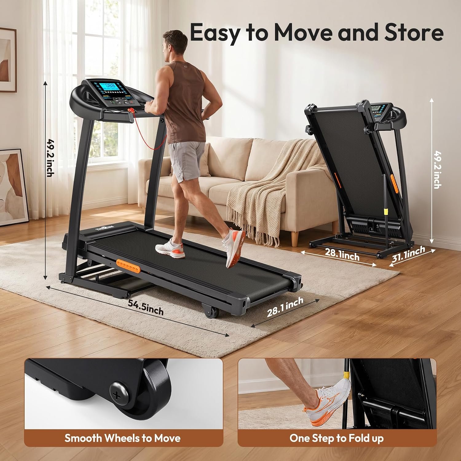 THERUN TR04 Incline Treadmill – 4.0HP Motor with 16% Auto Incline & 400 lb Capacity – TR04 - Image 7