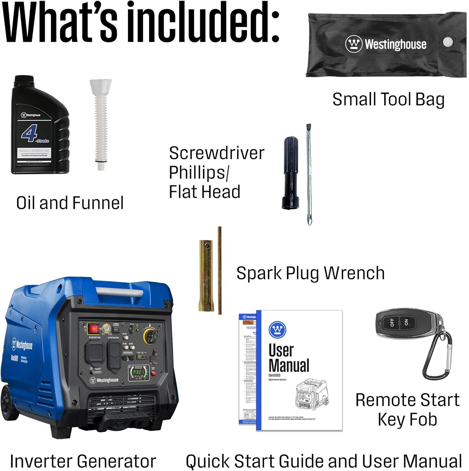 Westinghouse iGen5000 Portable Inverter Generator – 5,000W Peak/3,900W Running with Remote Start & RV Outlet – iGen5000 - Image 6