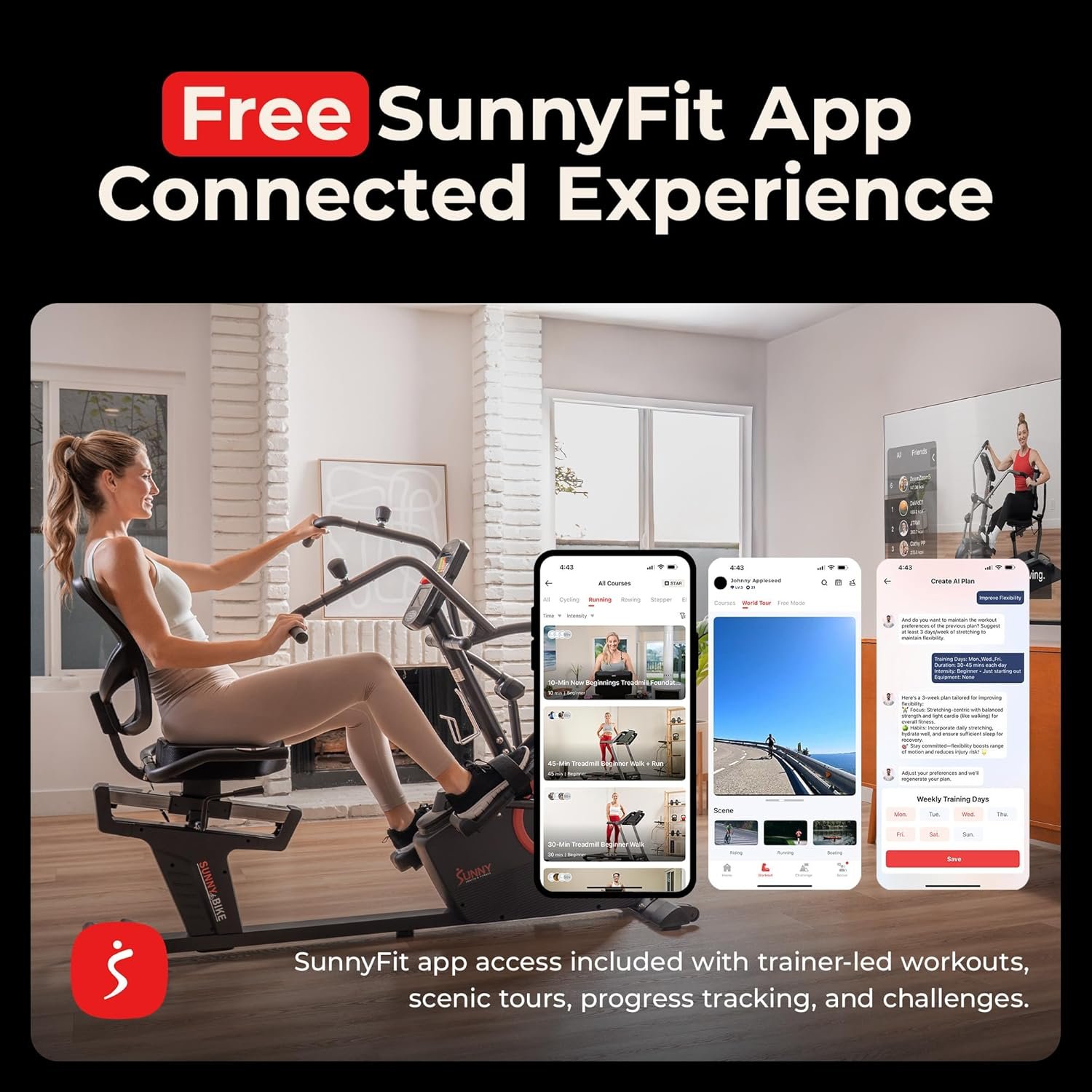 Sunny Health & Fitness Recumbent Cross Trainer with 16 Resistance Levels & SunnyFit App – SF-RBE4886SMART - Image 2