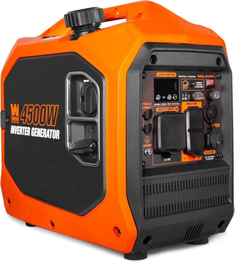 WEN 56432iX Inverter Generator – 4,500W Surge/3,600W Running with CO Watchdog & RV Outlet – 56432iX