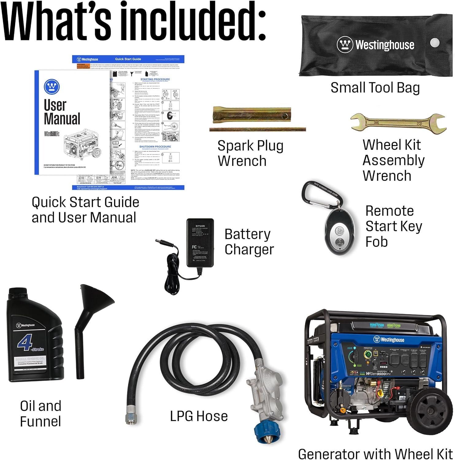 Westinghouse WGen9500DFc Dual Fuel Portable Generator – 12,500W Gas/11,200W Propane with Remote Start & CO Sensor – WGen9500DFc - Image 6