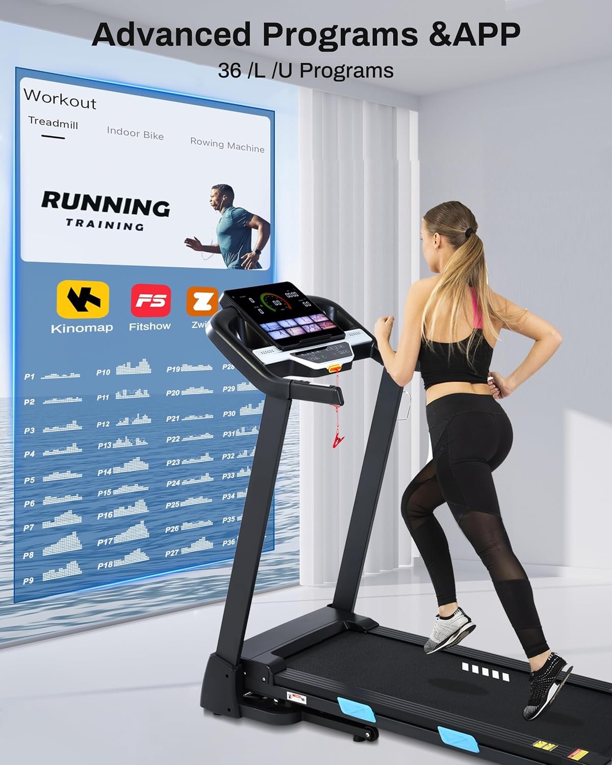 BORGUSI Auto Incline Treadmill – 3.5HP Folding Treadmill with 15% Incline & 36 Programs – USNC-CTM5314P - Image 5