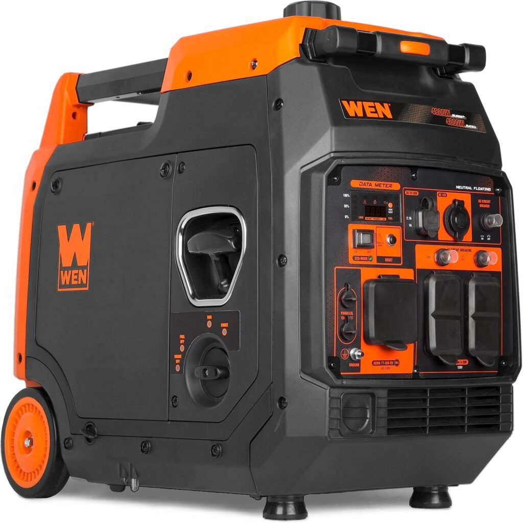 WEN 56477i Inverter Generator – 4,800W Surge/4,000W Running with CO Watchdog & RV Outlet – 56477i