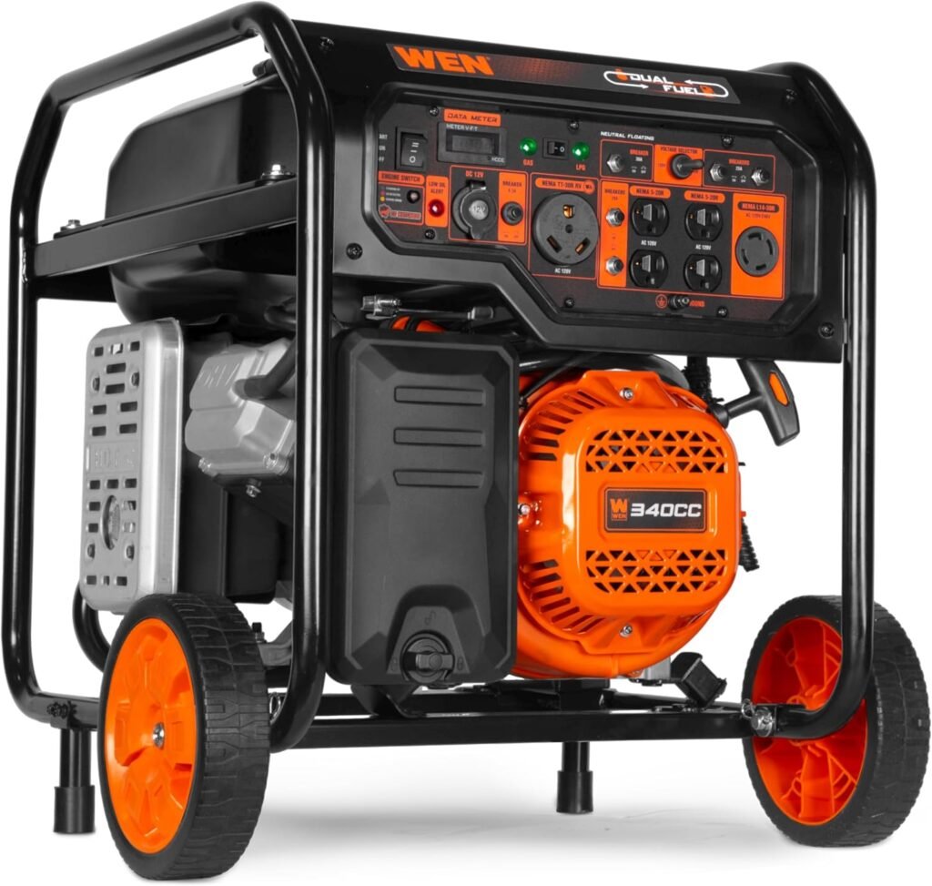 WEN DF8000X Dual Fuel Portable Generator – 8000W Gas/7200W Propane with Electric Start & CO Watchdog – DF8000X