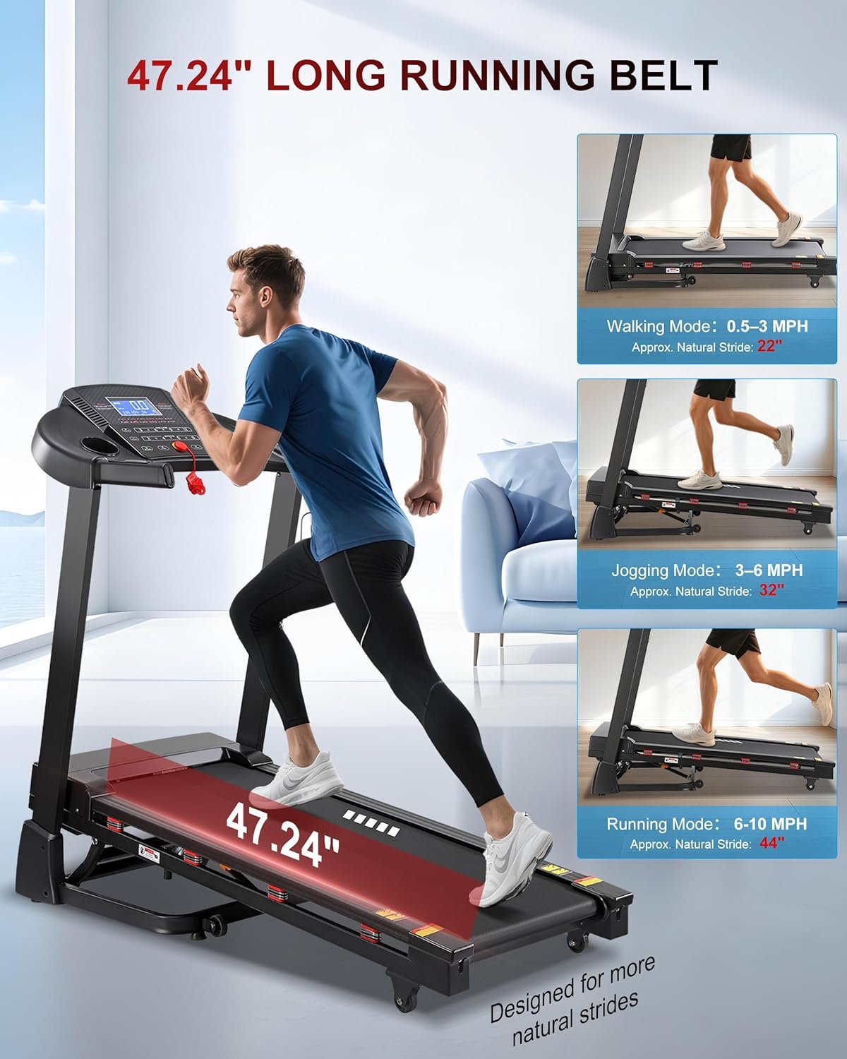 ECHANFIT Treadmill with 15-Level Auto Incline – 4.0HP Motor & 400 lb Capacity – CTM5519 - Image 3